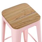 Banqueta Alta Iron Tolix Com Assento De Madeira Rústica Clara