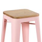 Banqueta Alta Iron Tolix Com Assento De Madeira Rústica Clara