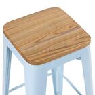 Banqueta Alta Iron Tolix Com Assento De Madeira Rústica Clara