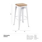 Banqueta Alta Iron Tolix Com Assento De Madeira Rústica Clara