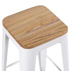 Banqueta Alta Iron Tolix Com Assento De Madeira Rústica Clara