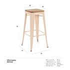 Banqueta Alta Iron Tolix Com Assento De Madeira Rústica Clara