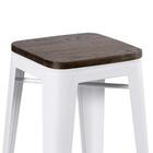 Banqueta Alta Iron Tolix Com Assento De Madeira Rústica Escur