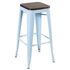 Banqueta Alta Iron Tolix Com Assento De Madeira Rústica Escur