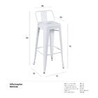 Banqueta Alta Iron Tolix Com Encosto - 76 Cm - Branco
