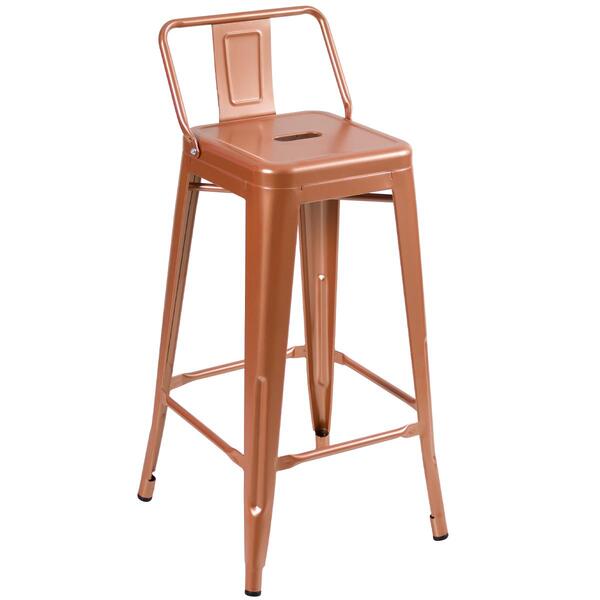 Banqueta Alta Iron Tolix Com Encosto - 76 Cm - Cobre Rose
