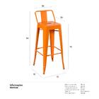 Banqueta Alta Iron Tolix Com Encosto - 76 Cm - Laranja
