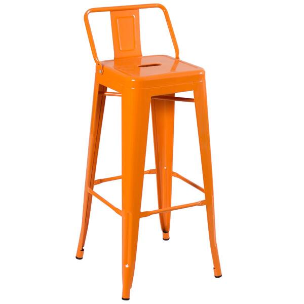 Banqueta Alta Iron Tolix Com Encosto - 76 Cm - Laranja