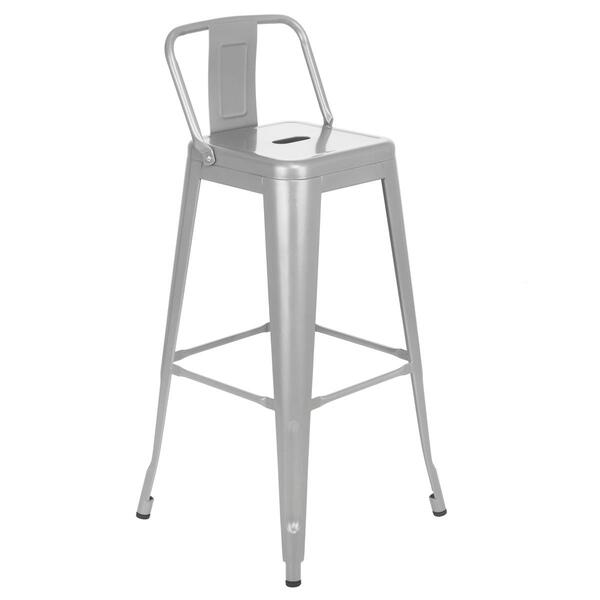 Banqueta Alta Iron Tolix Com Encosto 76 Cm Prata Bancada Cozi