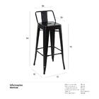 Banqueta Alta Iron Tolix Com Encosto - 76 Cm - Preto - Semibr