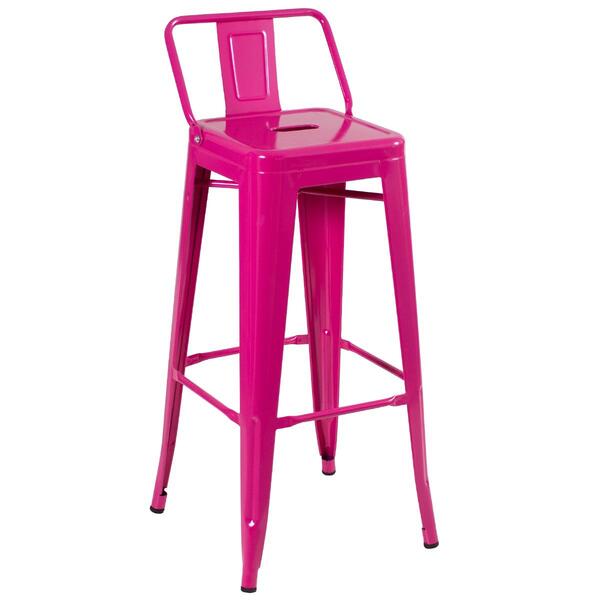 Banqueta Alta Iron Tolix Com Encosto - 76 Cm - Rosa Pink