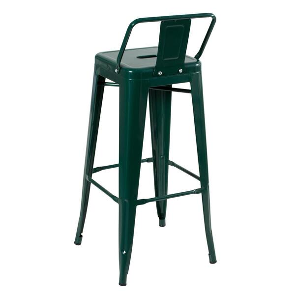 Banqueta Alta Iron Tolix Com Encosto - 76 Cm - Verde Escuro