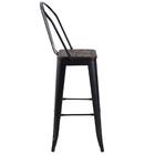 Banqueta Alta Iron Tolix Com Encosto Alto E Assento De Madeir