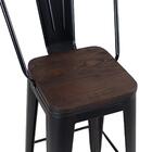 Banqueta Alta Iron Tolix Com Encosto Alto E Assento De Madeir