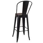 Banqueta Alta Iron Tolix Com Encosto Alto E Assento De Madeir