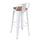 Banqueta Alta Iron Tolix Com Encosto E Assento De Madeira Mar