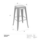 Banqueta Alta Iron Tolix Design Industrial Com Almofada Rosa