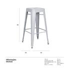 Banqueta Alta Iron Tolix - Industrial - Aço - Vintage - Cinza