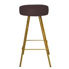 Banqueta Alta Laisa Dourado Suede Marrom