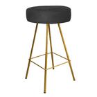 Banqueta Alta Laisa Dourado Suede Preto