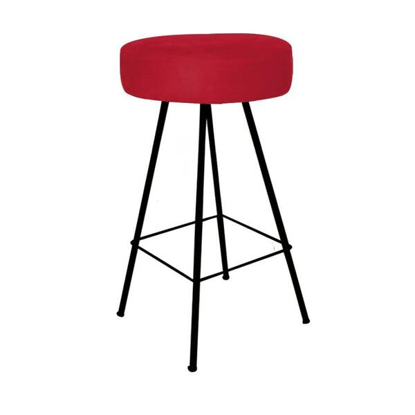 Banqueta Alta Laisa Preto Corino Vermelho