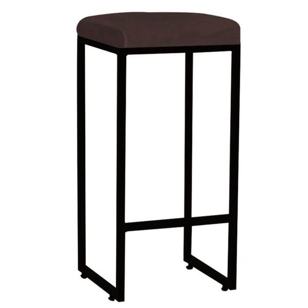 Banqueta Alta Lara Ferro Bronze Corino Marrom