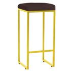 Banqueta Alta Lara Ferro Dourado Marrom