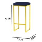 Banqueta Alta Lara Ferro Dourado Suede Azul Marinho