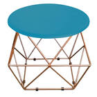 Banqueta Alta Lara Ferro Dourado Suede Azul Marinho