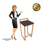 Banqueta Alta Lavinia Suede Base Cobre D03 - D'rossi - Marrom