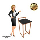 Banqueta Alta Lavinia Suede Base Cobre D03 - D'rossi - Preto