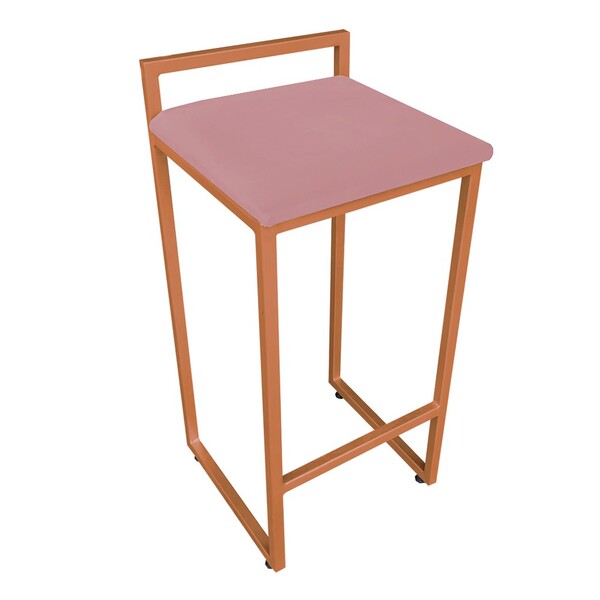 Banqueta Alta Lavinia Suede Base Cobre D03 - D'rossi - Rose