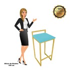 Banqueta Alta Lavinia Suede Base Dourado D03 - D'rossi - Azul