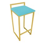 Banqueta Alta Lavinia Suede Base Dourado D03 - D'rossi - Azul