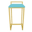 Banqueta Alta Lavinia Suede Base Dourado D03 - D'rossi - Azul