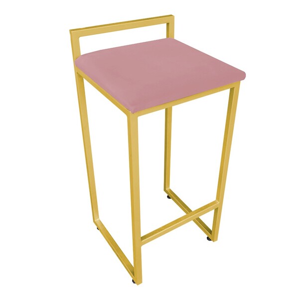Banqueta Alta Lavinia Suede Base Dourado D03 - D'rossi - Rose