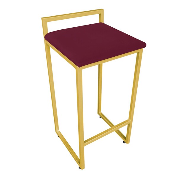 Banqueta Alta Lavinia Suede Base Dourado D03 - D'rossi - Vinho