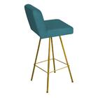 Banqueta Alta Lexi Dourado Suede Azul Turquesa