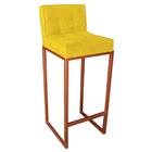 Banqueta Alta Linne Bronze Suede Amarelo