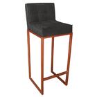 Banqueta Alta Linne Bronze Suede Cinza