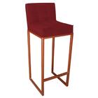 Banqueta Alta Linne Bronze Suede Vermelho