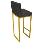 Banqueta Alta Linne Dourado Suede Cinza