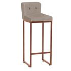 Banqueta Alta Lucca Ferro Bronze Botão Suede Bege