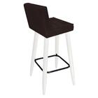 Banqueta Alta Lucy Pé Palito Branco Corino Marrom