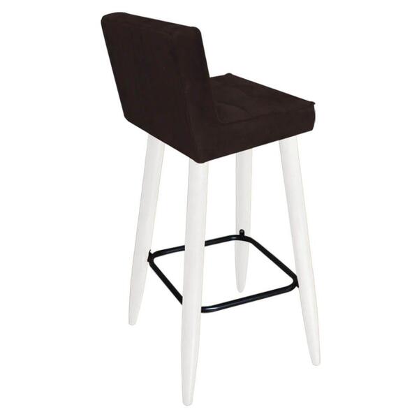 Banqueta Alta Lucy Pé Palito Branco Corino Marrom