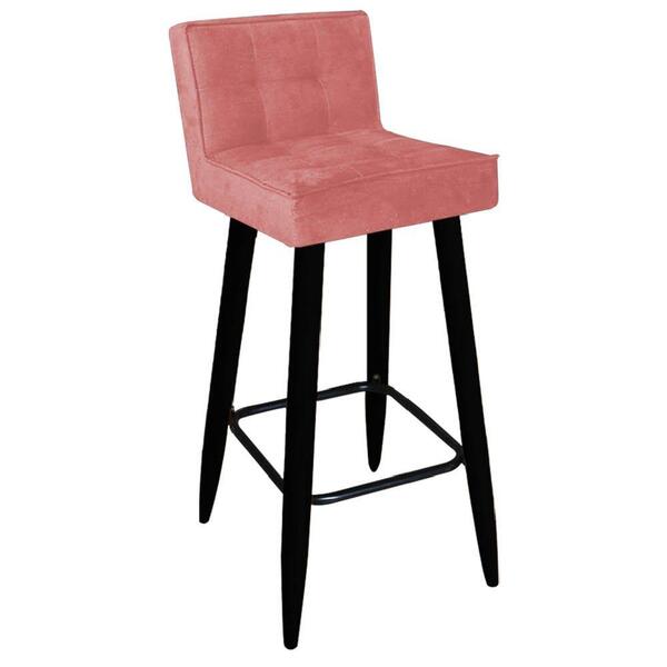 Banqueta Alta Lucy Pé Suede Rose Gold