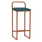 Banqueta Alta Luffi Com Encosto Bronze Azul