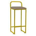 Banqueta Alta Luffi Com Encosto Dourado Bege