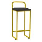 Banqueta Alta Luffi Com Encosto Dourado Cinza