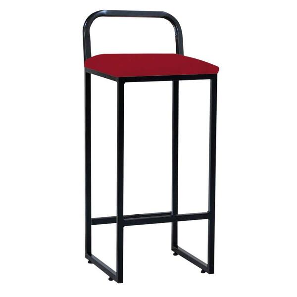 Banqueta Alta Luffi Com Encosto Preto Vermelho